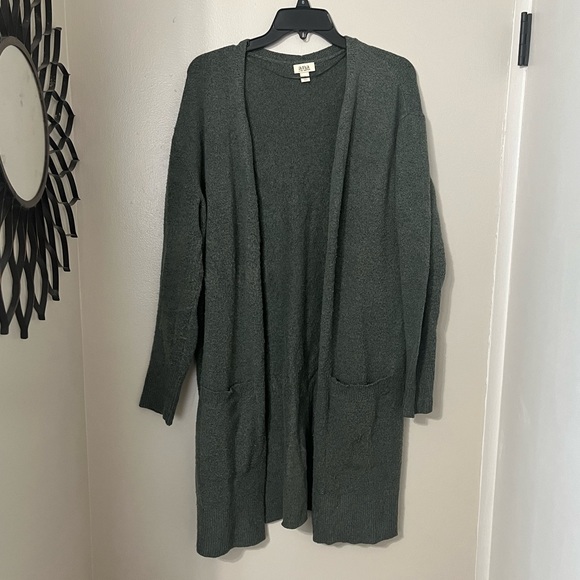 a.n.a Sweaters - a.n.a | Green Long Sweater Cardigan with Pockets